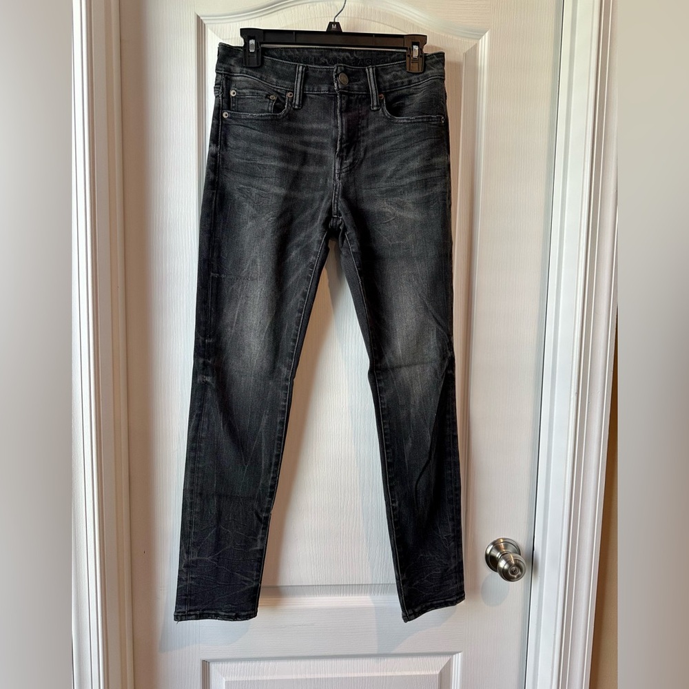 American Eagle Next Level Flex Skinny Jeans Men’s 29x30 Black Gray Distressed